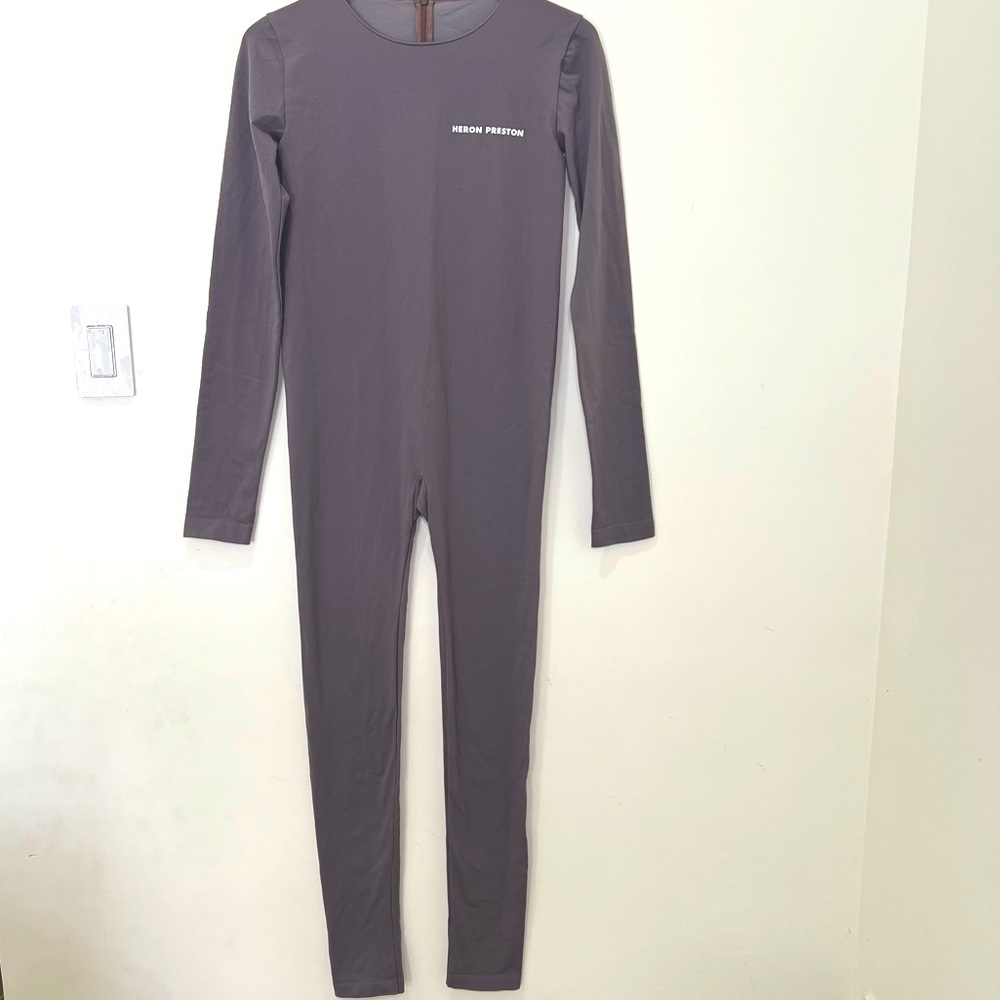 Heron Preston Jumpsuit Reflective Logo Grey Long Sleeve Stretch Size XL‎ - Picture 4 of 13